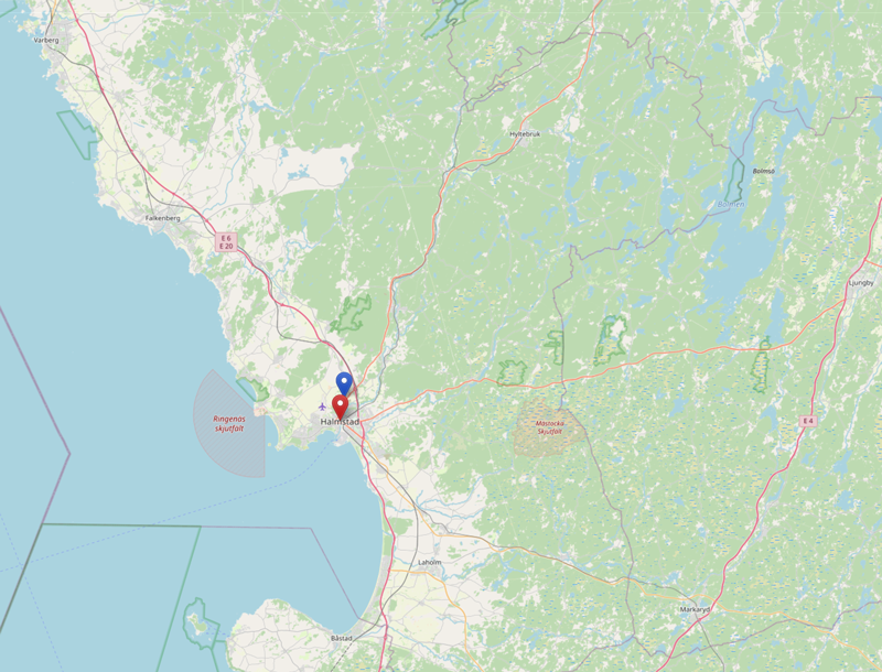Halmstad karta även Falkenberg, Varberg och Laholm